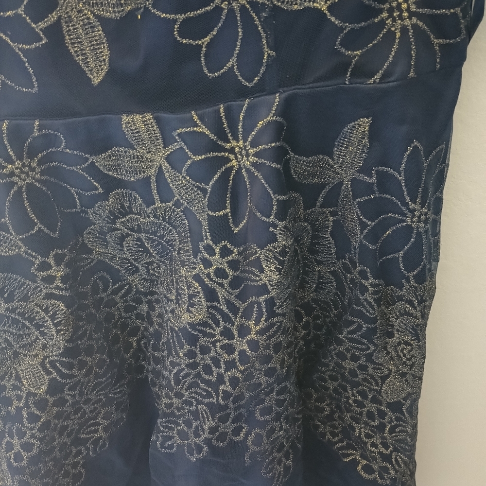 Tahari Arthur S. Levine Formal Dress Navy 12 - Picture 3 of 4